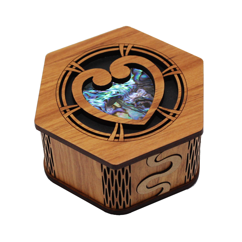 Paua Heart Hexagonal Box